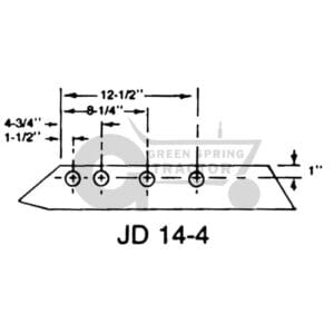 Plow share, 14" 4 bolt JD for John Deere A10221, A10222, A10225, A10226, A10325, A10326, A14025, A14221, A14222, A14225, A51498